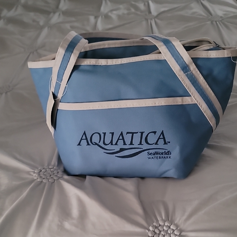 Aquatics Light Blue Tote Bag with Cream Trim